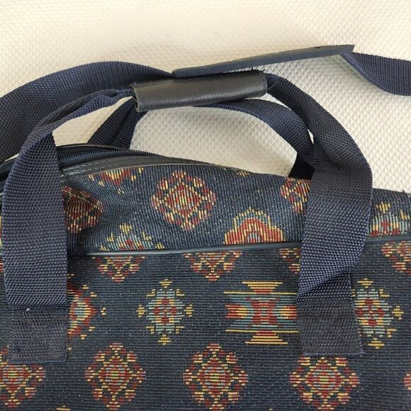 Vtg 90s Diane Von Furstenburg Navajo Aztec Print Tapestry Weekend Bag - Picture 9 of 11